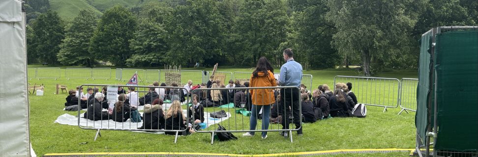 Children having lunch by marquee